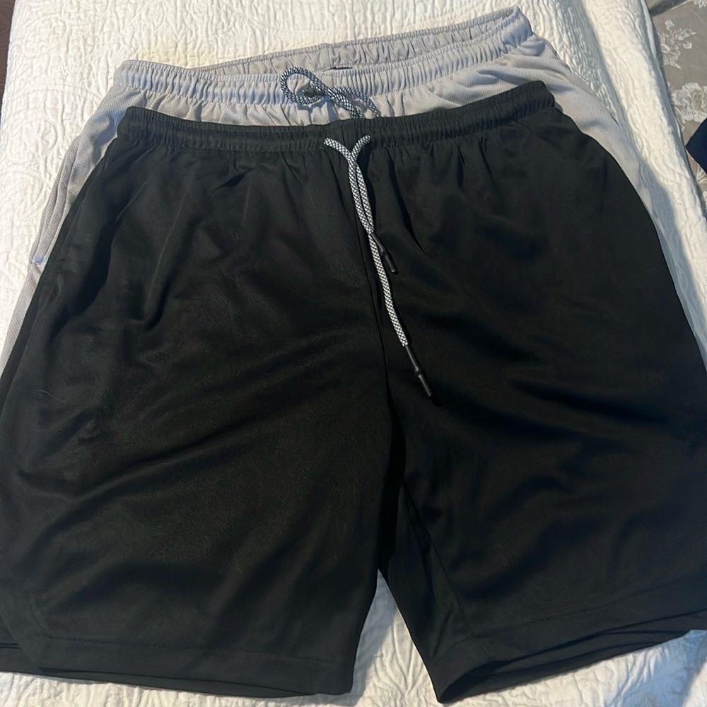 2 Pair Men’s workout Shorts Size Large